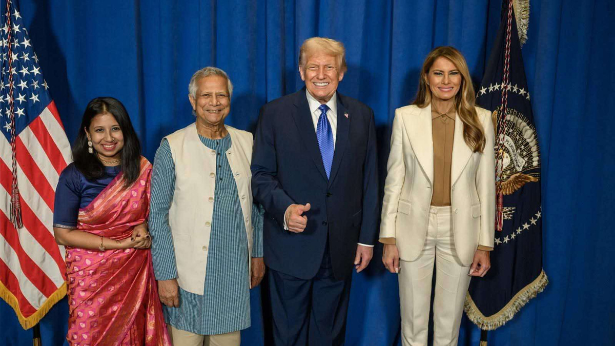 ট্রাম্প দম্পতির সঙ্গে প্রধান উপদেষ্টা ও তার মেয়ে