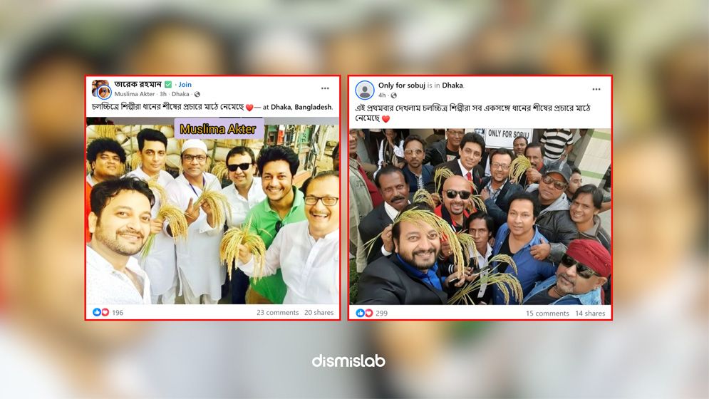 ধানের শীষ হাতে চলচ্চিত্র শিল্পীদের সম্পাদিত ছবি প্রচার