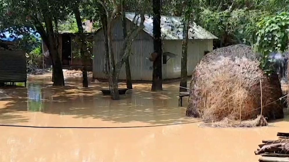 শেরপুরে ভারি বর্ষণ ও পাহাড়ি ঢলে বিপৎসীমার ওপরে তিন নদীর পানি