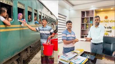 ট্রেনের যাত্রীদের বিনামূল্যে পানি পান করানো সেই মুন্নু শেখকে সম্মাননা