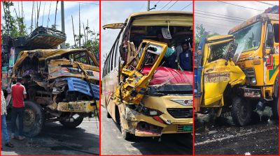 রাজবাড়ীতে একই দিনে মহাসড়কে পৃথক ৩ দুর্ঘটনা নিহত ১ , আহত ১০